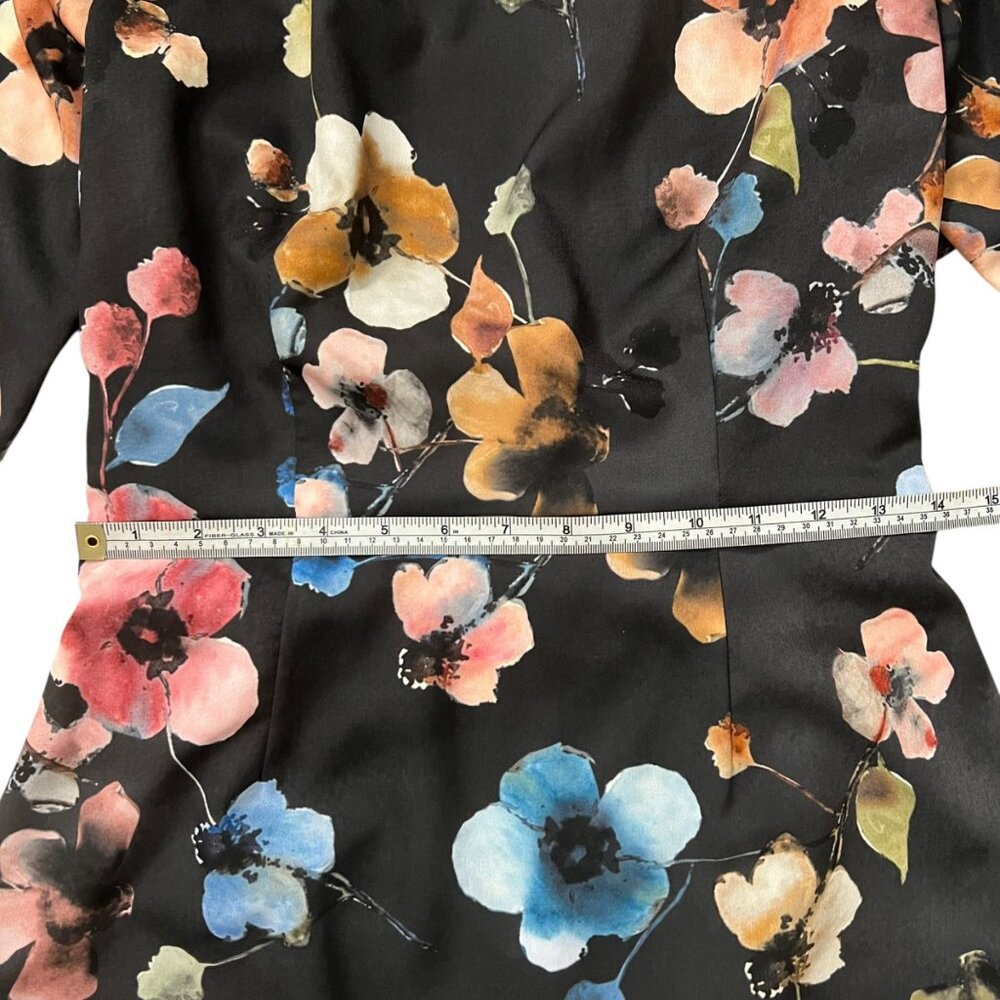 Anthropologie Hutch Shea Floral Mini Dress Black 6 Long Sleeve Ruffle Romantic - Picture 15 of 16